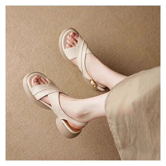 Damen Komfortable Plattform-Sandalen mit verstellbaren Riemen und anatomisch geformtem Fußbett EB