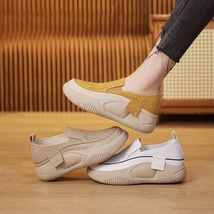 Damen Komfortable Slip-On Schuhe mit luftiger Mesh-Oberfläche und flexibel Dämpfung EB