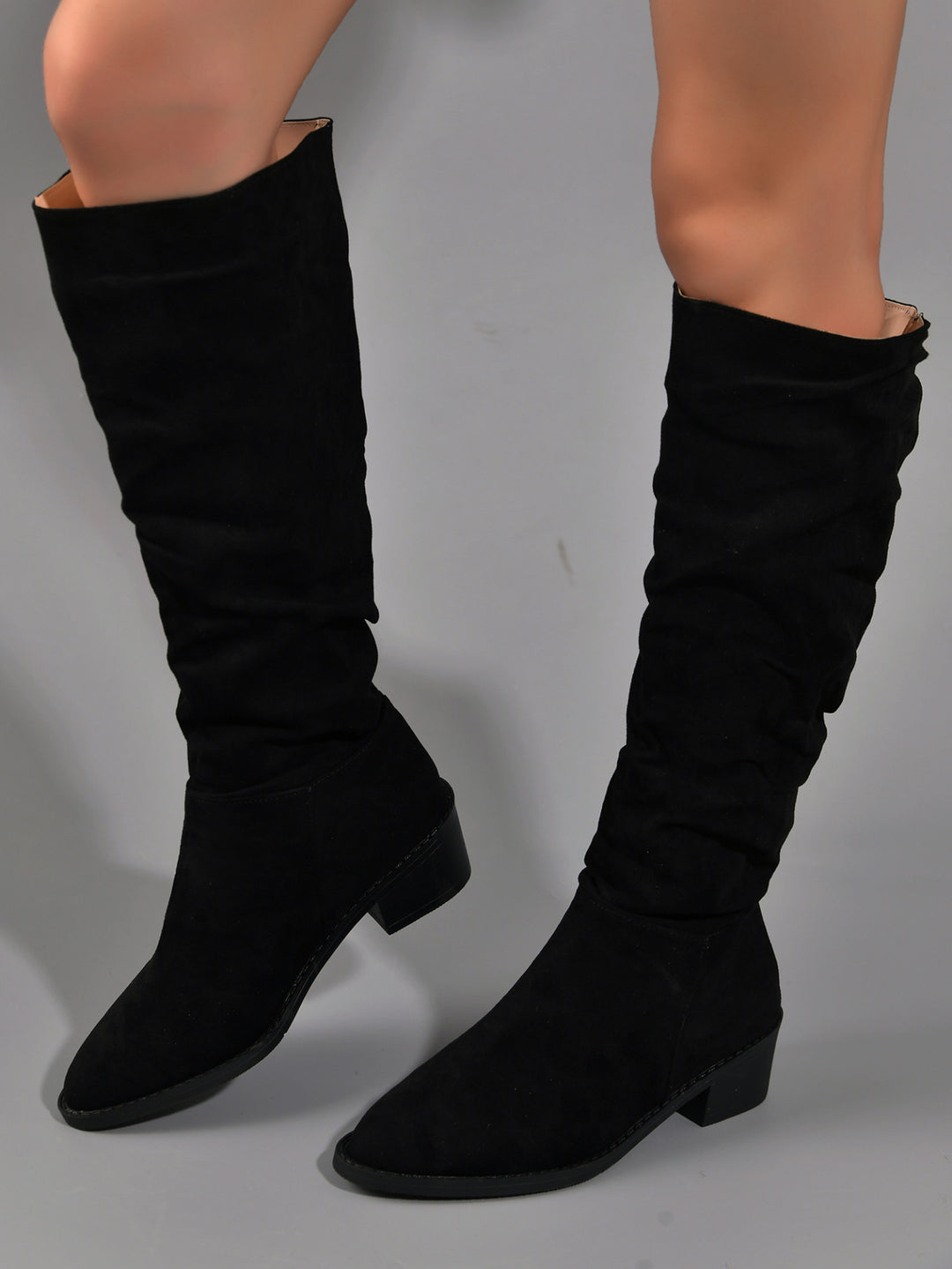 Damen modische Overknee-Stiefel aus weichem Wildleder EB