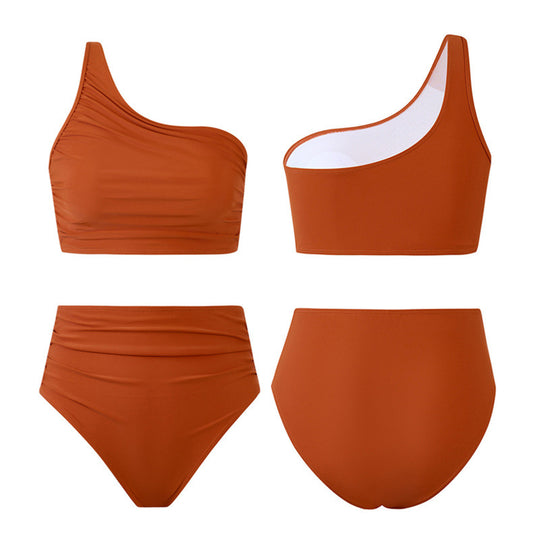 Damen Bikini-Set mit elegantem asymmetrischen Oberteil und hohem Taillenslip EB