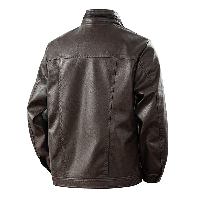 Herren zeitlose Kunstleder-Blousonjacke mit Soft-Touch Oberfläche, Stehkragen und verdecktem Zwei-Wege-Reißverschluss EB
