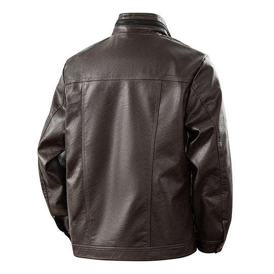 Herren zeitlose Kunstleder-Blousonjacke mit Soft-Touch Oberfläche, Stehkragen und verdecktem Zwei-Wege-Reißverschluss EB