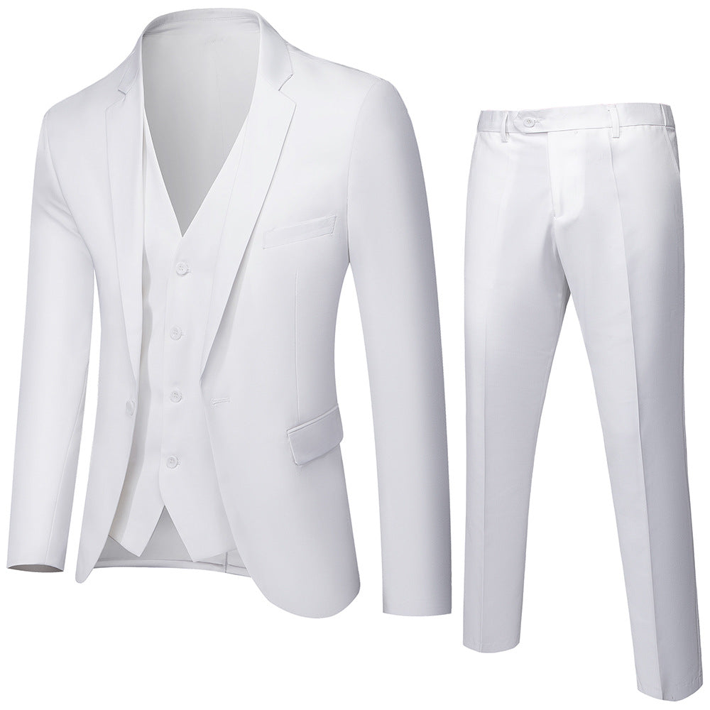 Herren nan dreiteiliges Business-Anzugset mit tailliertem Einreiher-Sakko, schmal geschnittener Weste und elegant geschnittener Anzughose EB