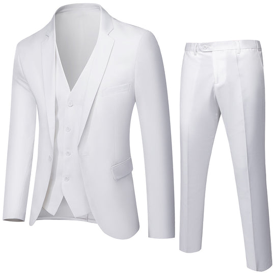 Herren nan dreiteiliges Business-Anzugset mit tailliertem Einreiher-Sakko, schmal geschnittener Weste und elegant geschnittener Anzughose EB