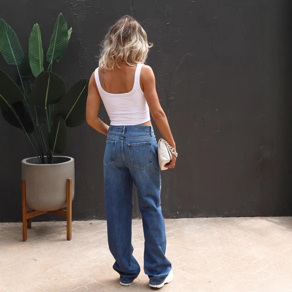 Damen Weite Jeans mit lässiger Vintage-Optik EB