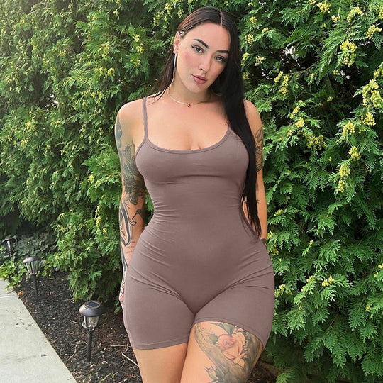 Damen Bodysuit mit schmalem Schnitt und feinen Spaghetti-Trägern EB