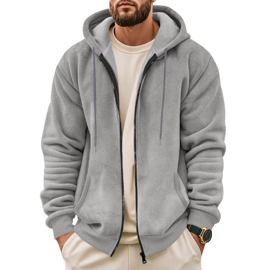 Herren Sweatjacke mit strukturierter Oberfläche und praktischen Taschen EB