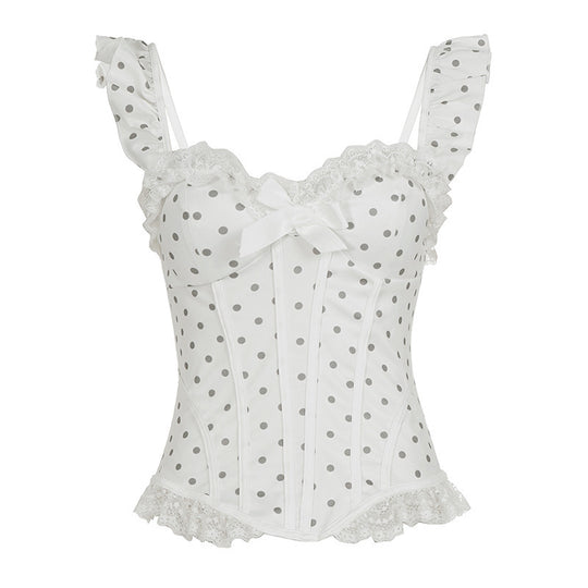 Damen Spitzen-Bustier mit Rüschendetails und Punkten EB