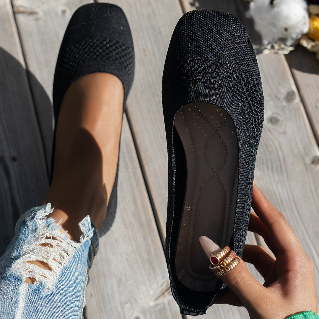 Damen Bequeme Slipper mit atmungsaktivem Strickdesign EB