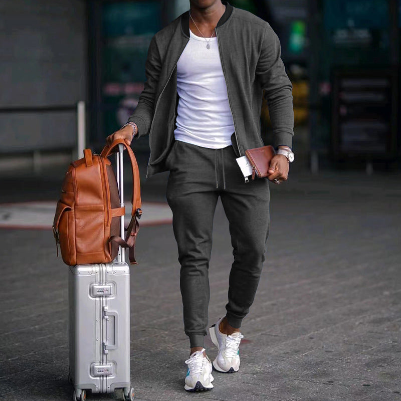 Herren Sportliches Freizeit-Set aus atmungsaktivem Material mit Reißverschluss und praktischen Taschen EB