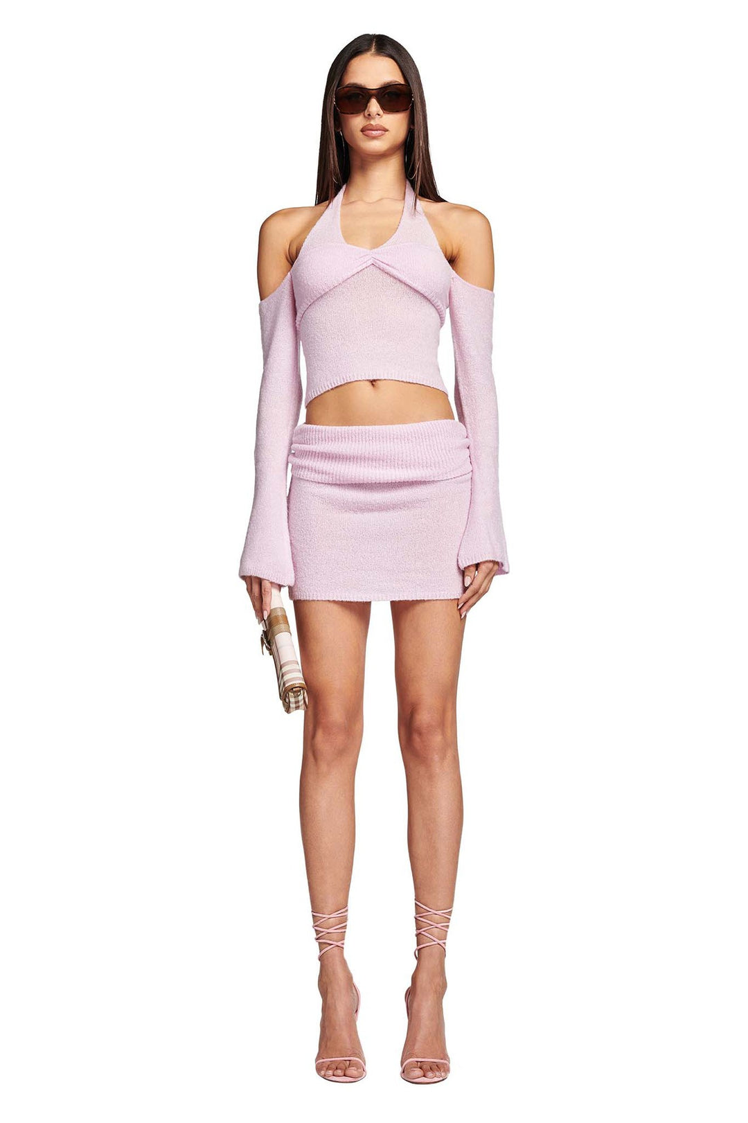 Damen gehäkeltes Crop-Top und Minirock-Set mit elegantem Design EB