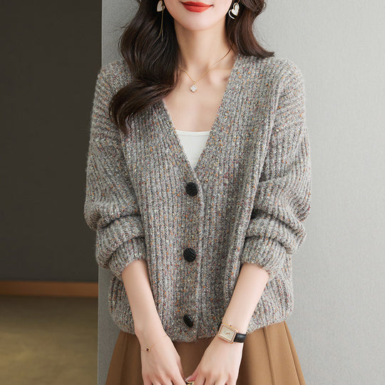Damen Kuscheliger Grobstrick-Cardigan mit Knopfdetail und weitem Schnitt EB