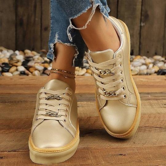 Damen Modische und bequeme Sneakers aus hochwertigem Leder EB