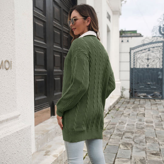 Damen Großer Strickcardigan mit Zopfmuster EB