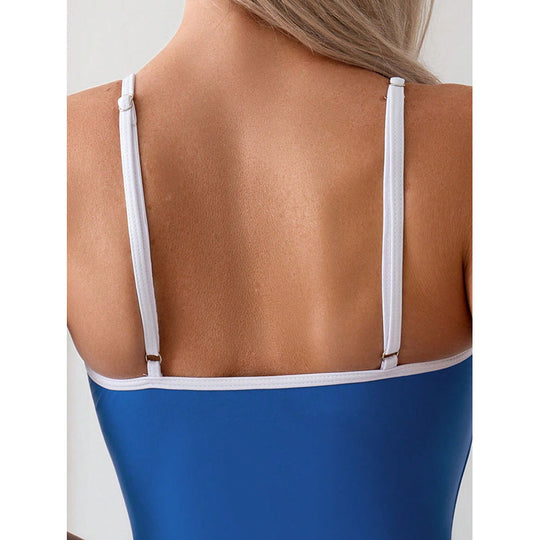 Damen einteiliges Badeoutfit mit modernem Schnitt und verstellbaren Trägern EB