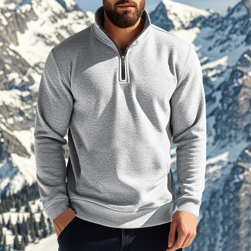 Herren nan komfortables Halbzip-Sweatshirt mit Stehkragen, leicht angerauter Innenseite und geripptem Saum EB