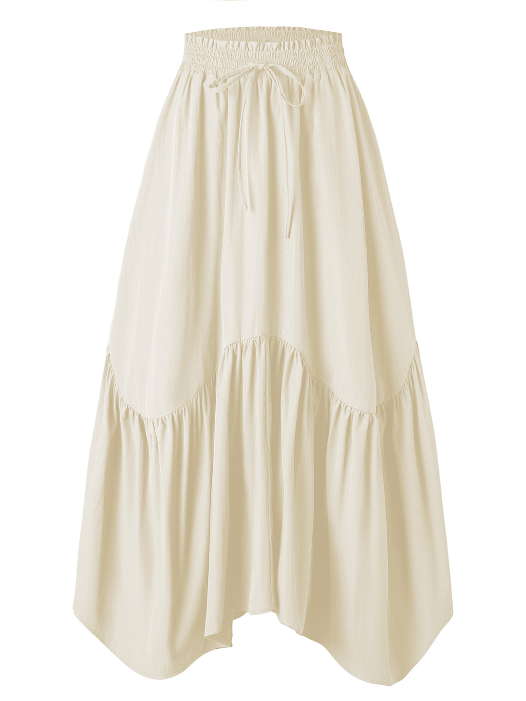 Damen Maxi-Rock mit kreativem Volantdesign und elastischem Bund EB
