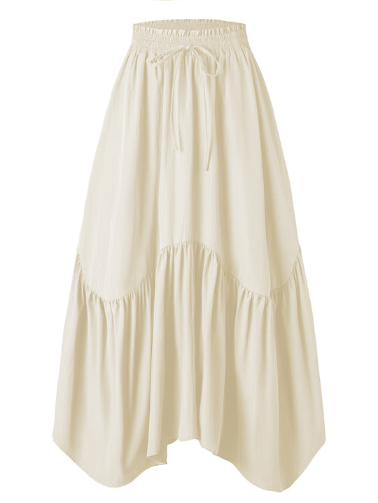 Damen Maxi-Rock mit kreativem Volantdesign und elastischem Bund EB