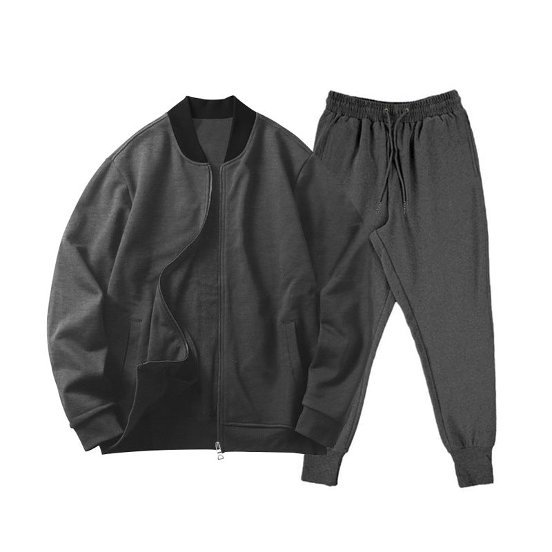 Herren nan locker geschnittenes Sweatset mit Reißverschluss-Bomberjacke und konisch zulaufender Jogginghose aus weichem Baumwollfleece EB