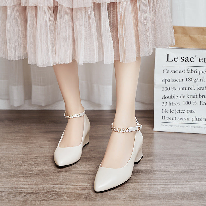 Damen Elegante Pumps mit verstellbarem Riemchen und luxuriösem Schmuckdetail EB
