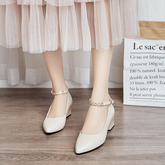 Damen Elegante Pumps mit verstellbarem Riemchen und luxuriösem Schmuckdetail EB