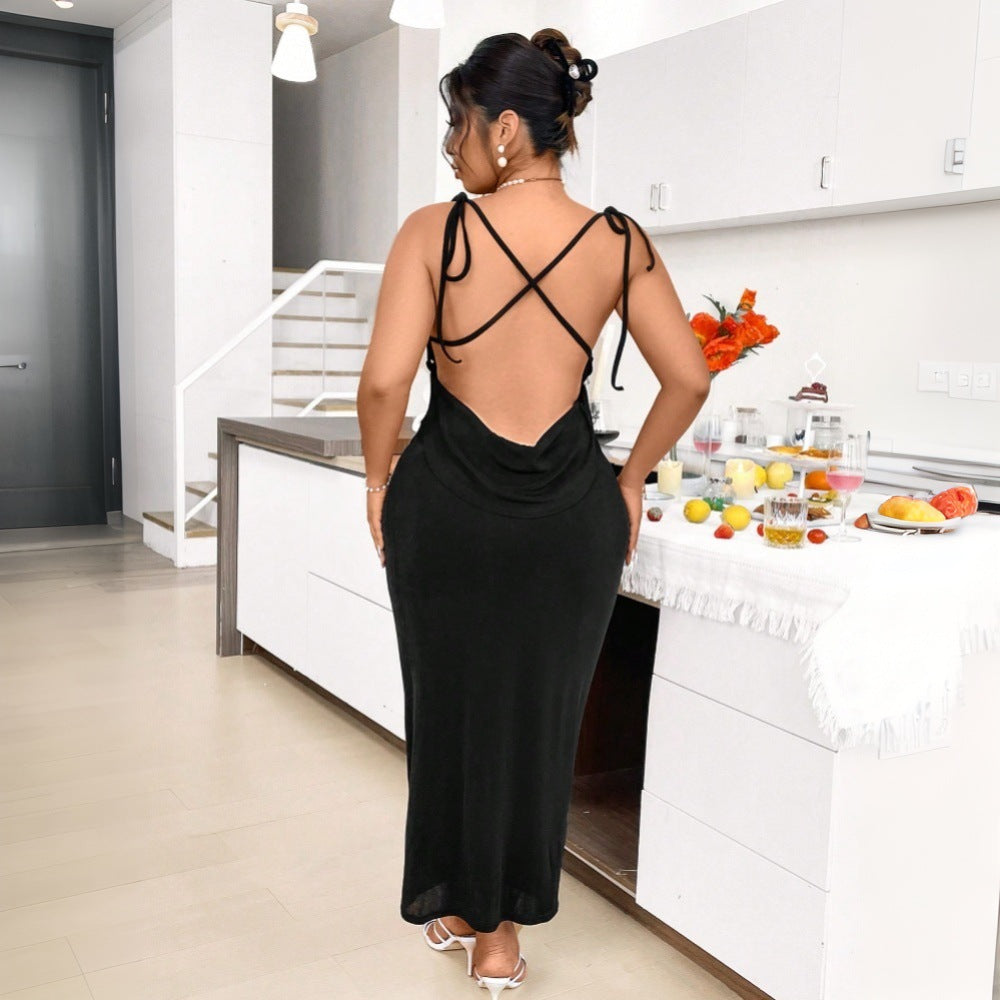 Damen Maxikleid mit verstellbaren Spaghettiträgern und elegantem Schnitt EB
