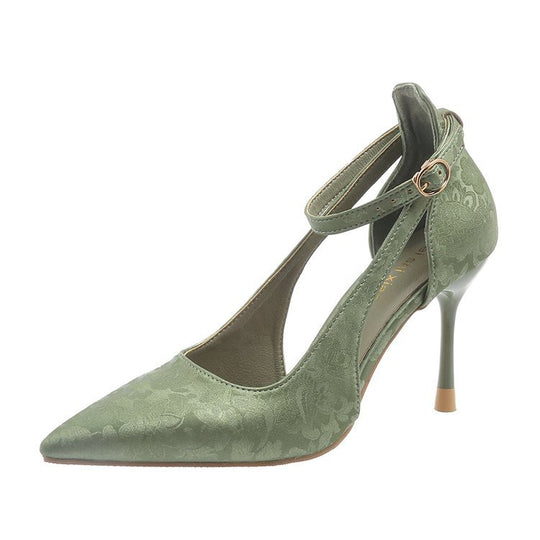 Damen Spitzen High Heels mit eleganter Fesselriemenverzierung EB