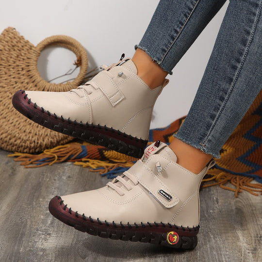 Damen modische Ankle Boots mit komfortablem Klettverschluss und rutschfester Sohle EB