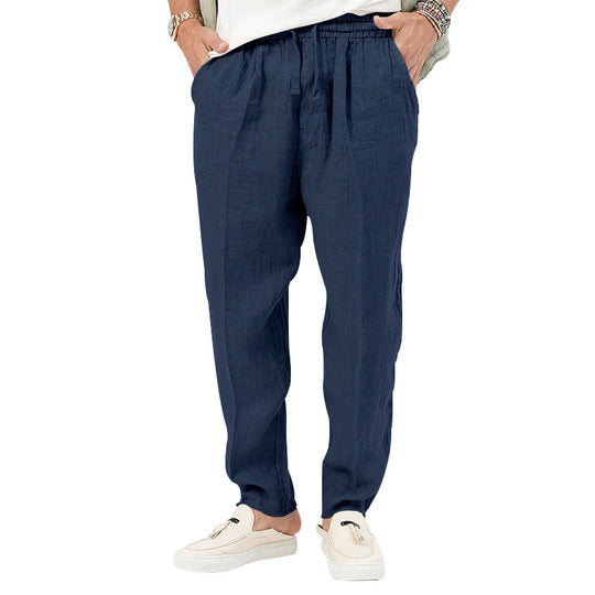 Herren Leichte Leinenhose mit elastischem Bund und praktischen Eingrifftaschen EB