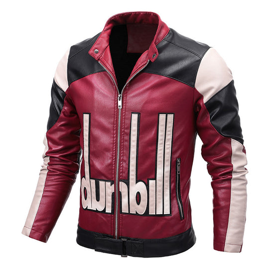 Herren Bikerjacke aus Kunstleder mit markanter Logo‑Applikation und tailliertem Schnitt EB