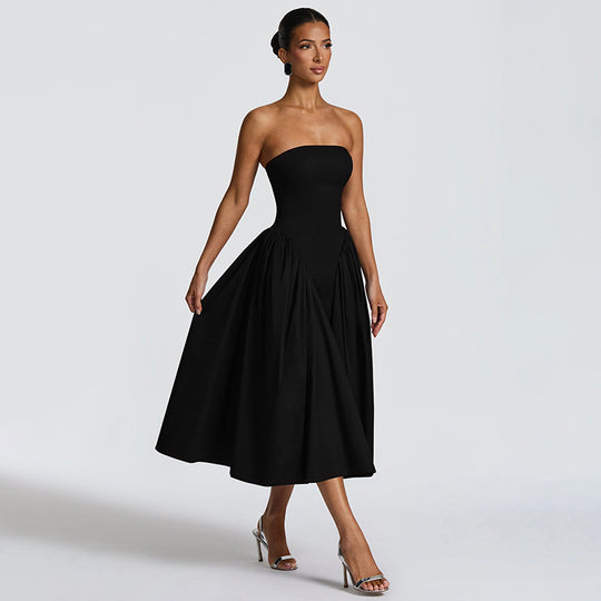 Damen Maxikleid mit schulterfreiem Design und fließendem Schnitt EB