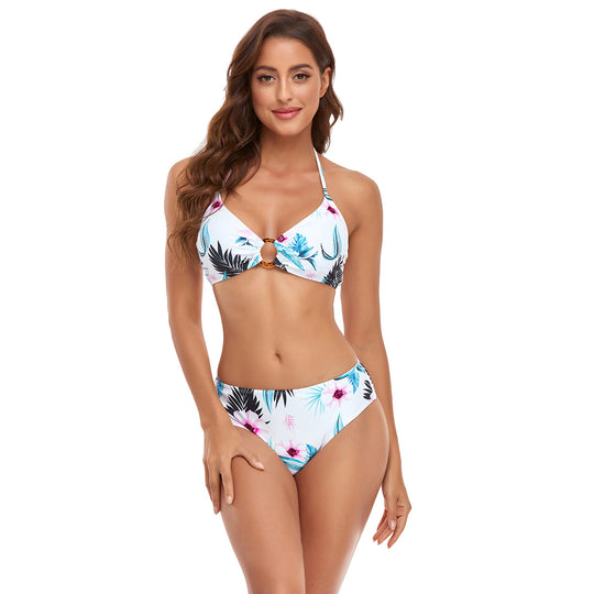 Damen Bikini-Set mit schickem Knotendetail und floralem Unterteil EB