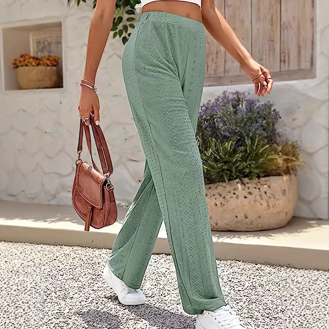 Damen weite Palazzo-Hose mit dekorativem Strukturmuster EB