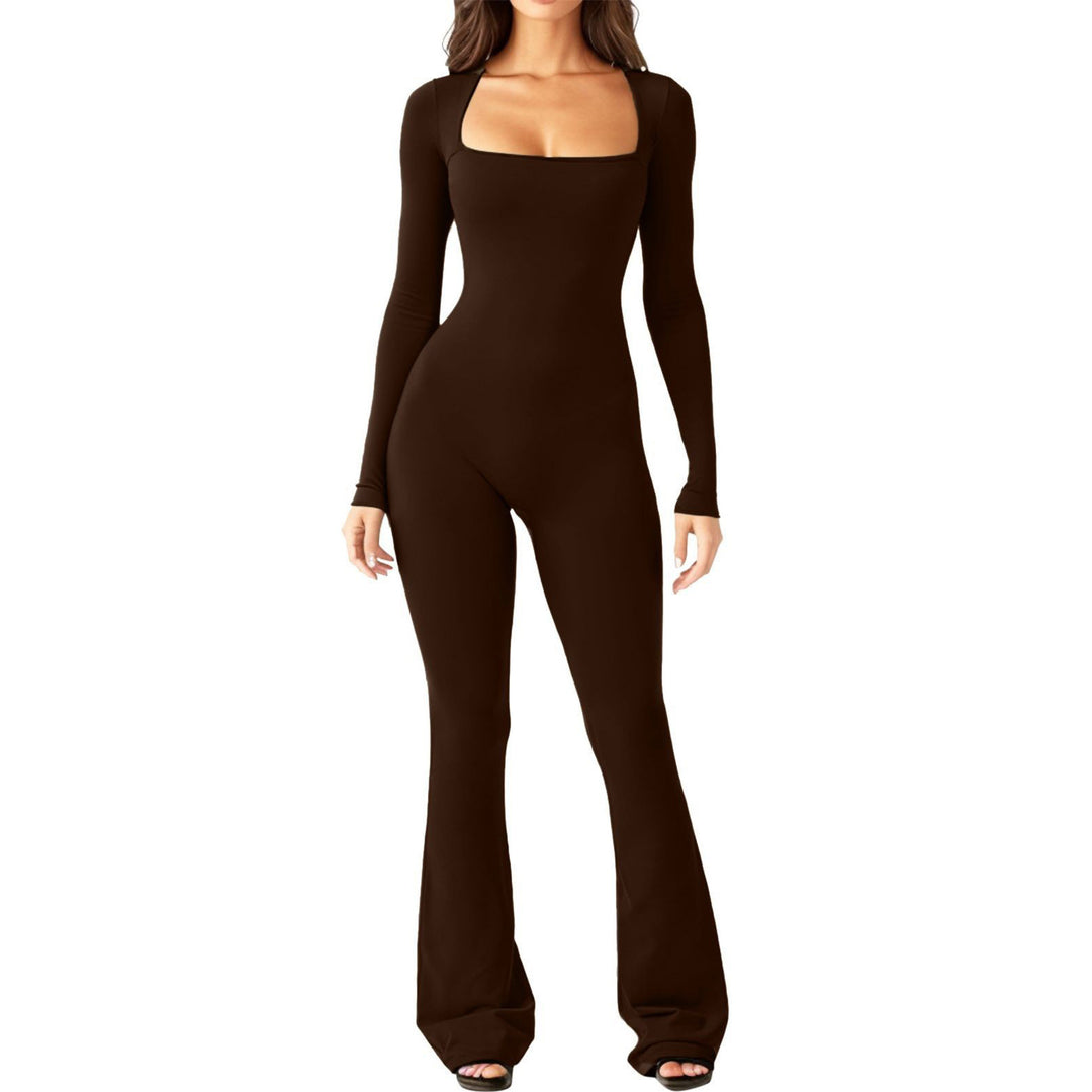 Damen Langarm-Overall mit quadratischem Ausschnitt und weitem Bein EB