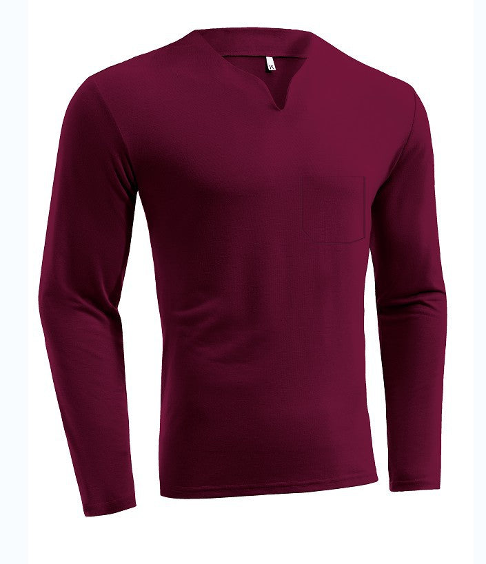 Herren nan Langarmshirt mit V-Ausschnitt Slim Fit Baumwollmix und elastischem Komfortbund EB