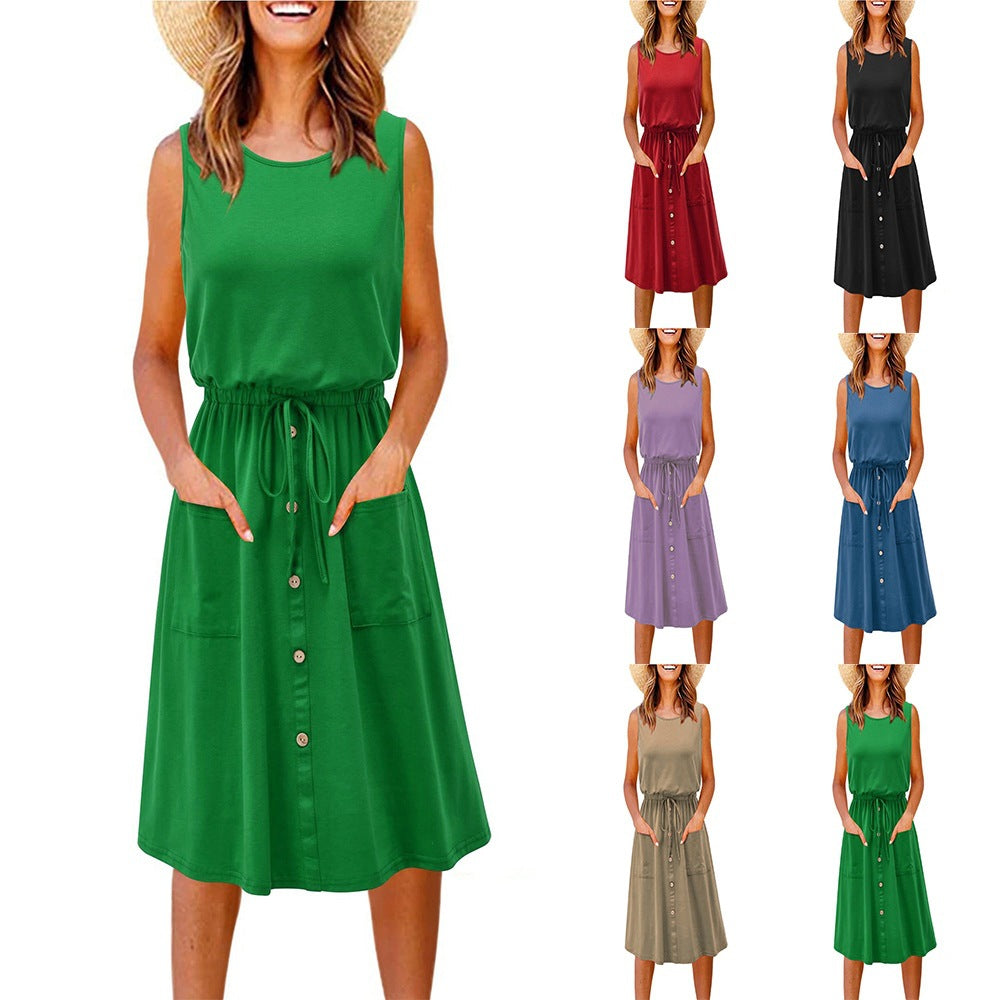 Damen Midi-Kleid mit tailliertem Schnitt und Knopfleiste EB