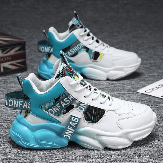 Unisex modische Plateau‑Chunky‑Sneaker mit grafischem Print, verstärkter Fersenlasche und dämpfender Hohlkammersohle EB