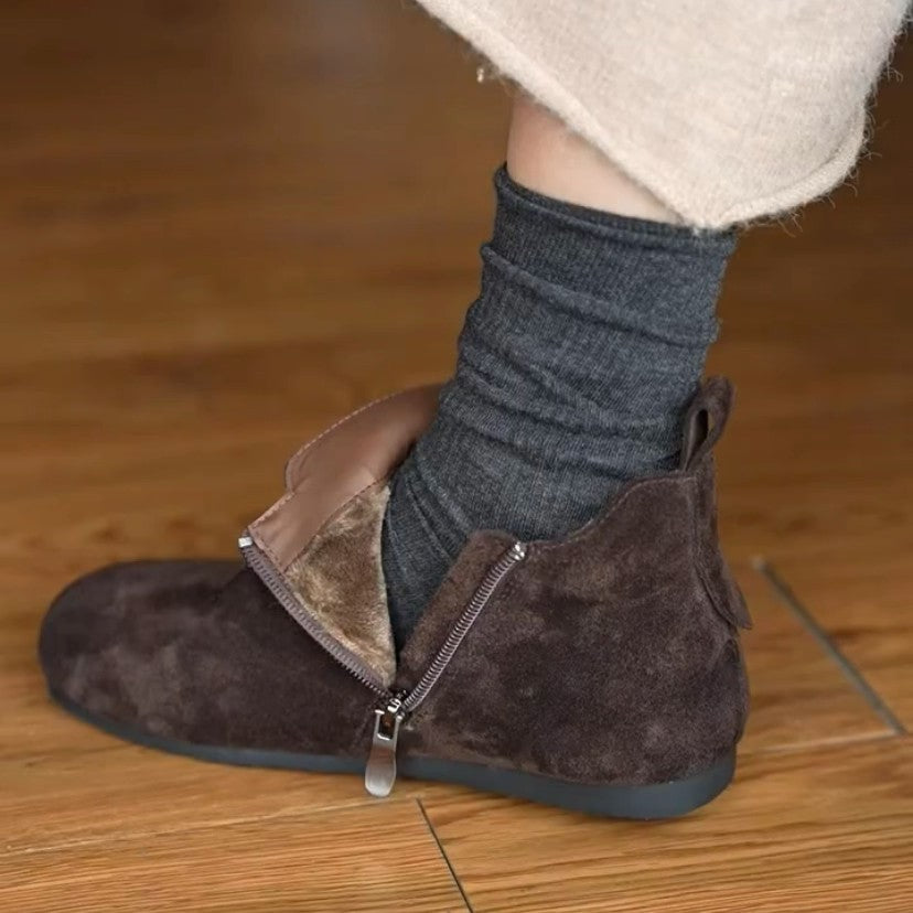 Damen Stylish Mokassins mit seitlichem Reißverschluss und bequemer Sohle EB