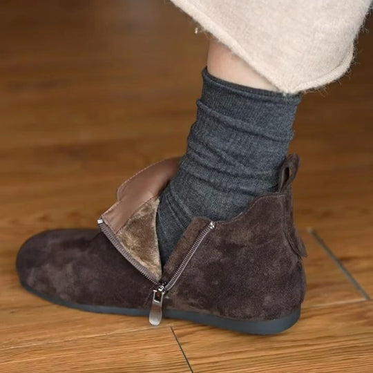 Damen Stylish Mokassins mit seitlichem Reißverschluss und bequemer Sohle EB
