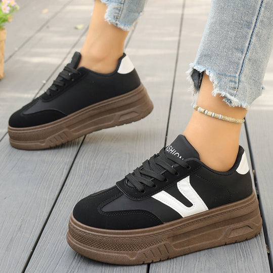Damen modische Plateau-Sneaker mit rutschfester Sohle und komfortablem Innenfutter EB