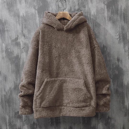 Damen kuscheliger Fleece-Hoodie mit Kängurutasche und Kapuze EB