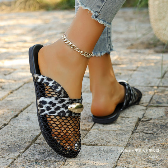 Damen trendige Netz-Sandalen mit glänzenden Akzenten und komfortablem Fußbett EB