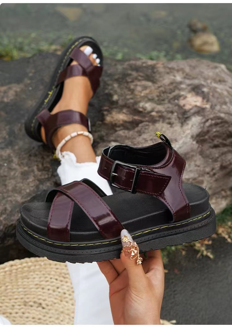 Damen Komfortable Riemchen-Sandalen mit verstellbarem Riemendesign und rutschfester Sohle EB