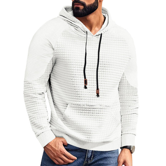 Herren nan gequilteter Kapuzenpullover mit quadratischer Struktur und Kängurutasche EB