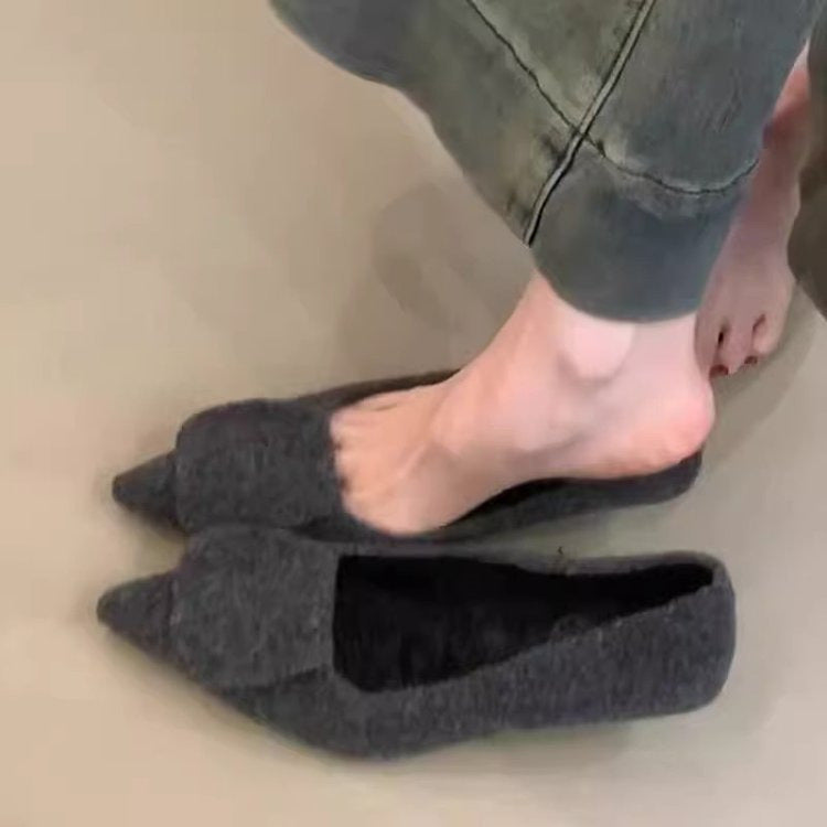 Damen Filz-Pantoletten mit spitzem Design und kuscheligem Innenfutter EB