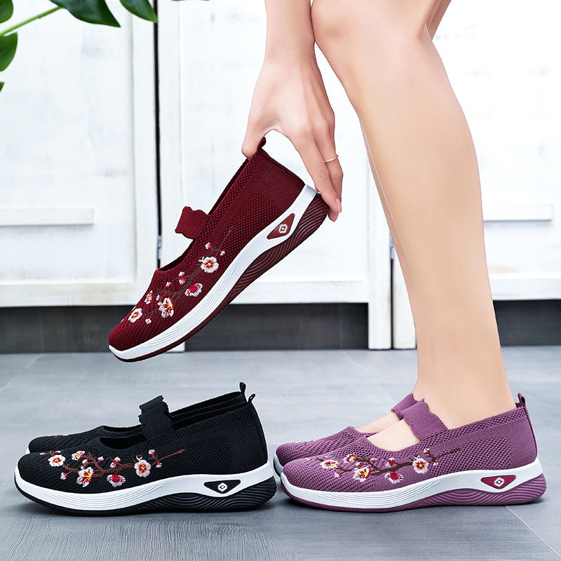 Damen Sportliche Strickschuhe mit floralem Design EB