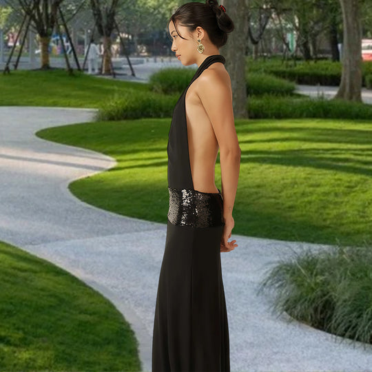 Damen Elegantes Abendkleid mit schimmerndem Gürtel EB
