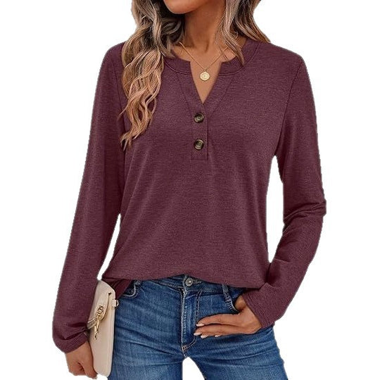 Damen Langarmshirt mit Knopfdetails EB