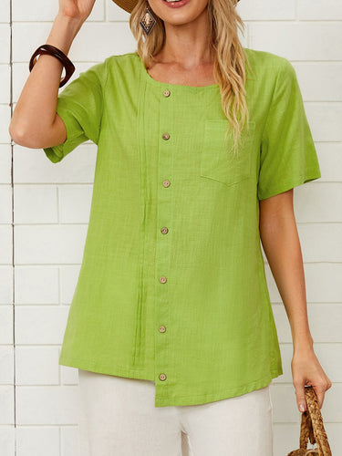 Damen lässiges Knopfharmonshirt aus leichtem Material mit Brusttasche EB