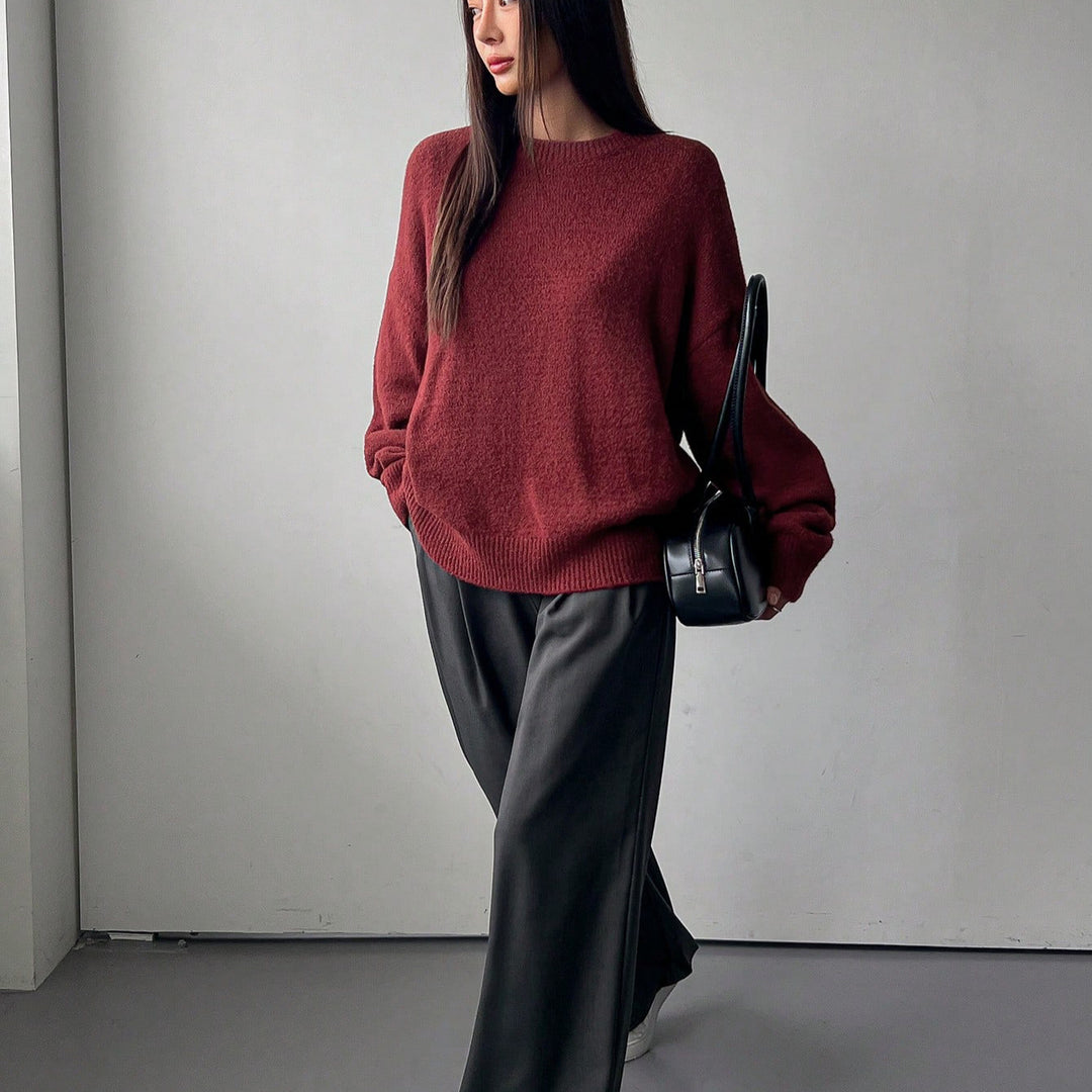 Damen Lässiger Strickpullover mit weitem Schnitt und komfortabler Passform EB